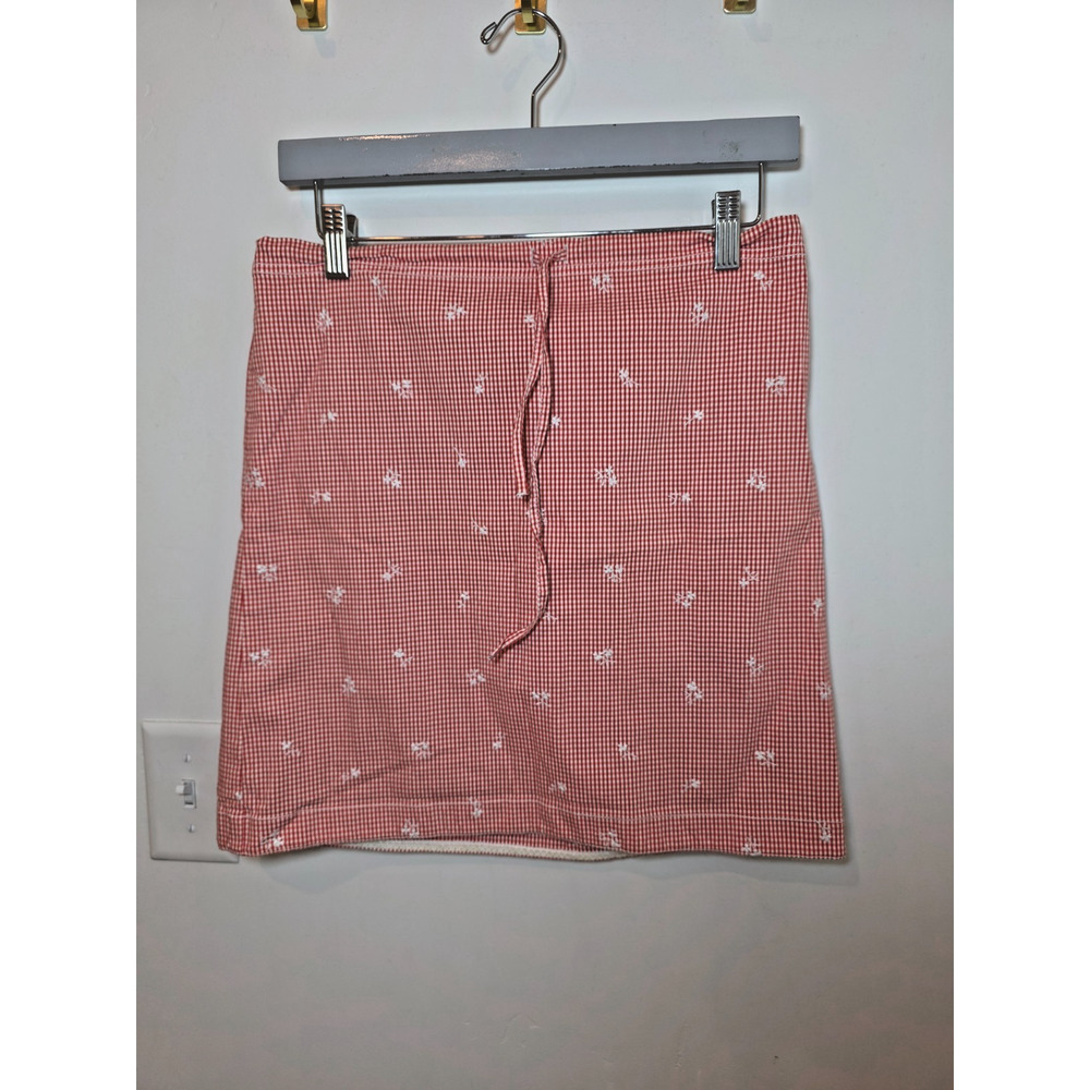 Ann Taylor Skirt Red Checkered Preppy Picnic Gingham Y2K Stretch Size 4 P